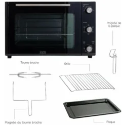 Four Multifonction 22L Tournebroche Grill 1300W ARIZONA Noir 5 Programmes De Cuisson Avec Minuterie Et Accessoires -Bransch Magasin 32577142 4