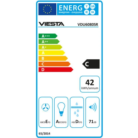 VIESTA VDU6080SR Hotte Aspirante Murale 60cm En Acier Inoxydable Avec éclairage LED - Classe énergétique C 3 VIESTA VDU6080SR Hotte Aspirante Murale 60cm En Acier Inoxydable Avec éclairage LED - Classe énergétique C – Image 3