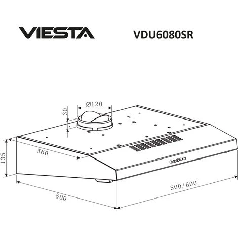 VIESTA VDU6080SR Hotte Aspirante Murale 60cm En Acier Inoxydable Avec éclairage LED - Classe énergétique C 4 VIESTA VDU6080SR Hotte Aspirante Murale 60cm En Acier Inoxydable Avec éclairage LED - Classe énergétique C – Image 4