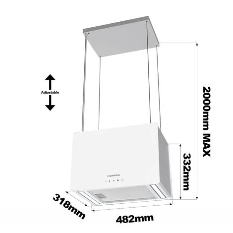 CD4850S Hotte Ilot 48cm - Wi-Fi & Tactile - 700m3/h - 2pcs Filtre A Charbon - 4 Vitesses - Recyclage - LED Affichage - Blanc 5 CD4850S Hotte Ilot 48cm - Wi-Fi & Tactile - 700m3/h - 2pcs Filtre A Charbon - 4 Vitesses - Recyclage - LED Affichage - Blanc – Image 5