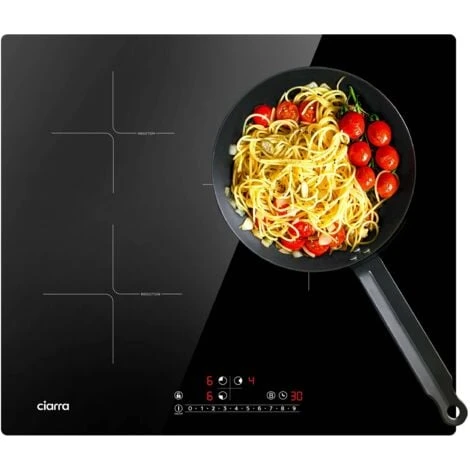 CIARRA CD3BBIH Plaque Induction 3 Foyers - Boosters - 6200W - Commandes Sensitives - 9 Niveaux - Minuteur - L 59cm 1 CIARRA CD3BBIH Plaque Induction 3 Foyers - Boosters - 6200W - Commandes Sensitives - 9 Niveaux - Minuteur - L 59cm