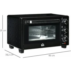 HOMCOM Mini Four 1400 W 21 L - Thermostat 230°C Max - Minuteur 60 Min - 3 Modes De Cuisson - 4 Accessoires Inclus - Acier Inox. Métal Verre Trempé Noir -Bransch Magasin 42169103 3