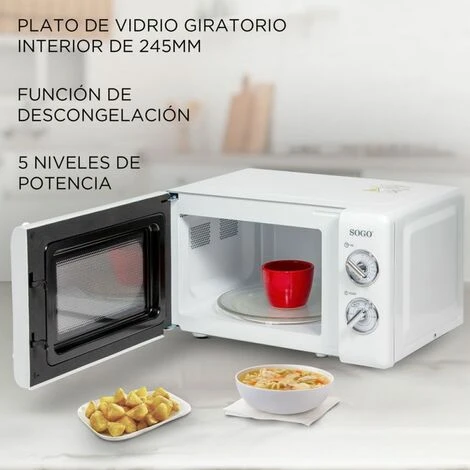 Four À Micro-Ondes Retro Blanc SOGO 20L 2 Four À Micro-Ondes Retro Blanc SOGO 20L – Image 2
