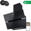 CIARRA Hotte Inclinee Tactile 60cm 650m/h Classe A++ Filtre Actif 4 Vitesses Recyclage Ou Evacuation - Verre Noir - CD6736FB