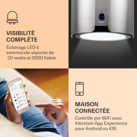 Skyfall Smart Hotte Pour îlot De Cuisine Ø45 cm Recirculation De L'air 402 m³/h LED 3 Skyfall Smart Hotte Pour îlot De Cuisine Ø45 cm Recirculation De L'air 402 m³/h LED – Image 3