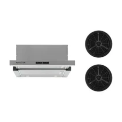 Vinea Hotte îlot 60cm+ 2 Filtres Recyclage D'air 610m³/h Argent