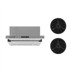 Vinea Hotte îlot 60cm+ 2 Filtres Recyclage D'air 610m³/h Argent