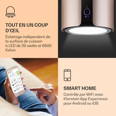 Skyfall Smart Hotte Pour îlot De Cuisine Ø45 cm Recirculation De L'air 402 m³/h LED 3 Skyfall Smart Hotte Pour îlot De Cuisine Ø45 cm Recirculation De L'air 402 m³/h LED – Image 3