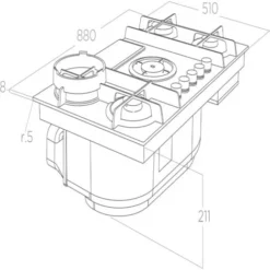 Plaque De Cuisson Gaz Avec Hotte Intégrée Elica NIKOLATESLA FLAME 88cm GRIS - Évacuation -Bransch Magasin 54094824 4