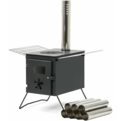 CampFeuer Poêle De Tente 54 X 40 X 259,5 Cm Noir Poêle à Bois Portable Pour Le Camping, L'extérieur, La Tente