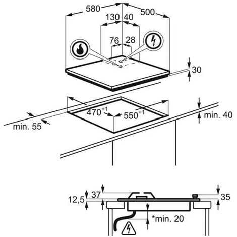 Table De Cuisson Mixte 60cm 4 Feux Blanc - Faure - Fgm64300w 2 Table De Cuisson Mixte 60cm 4 Feux Blanc - Faure - Fgm64300w – Image 2