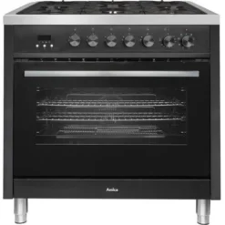 AMICA CWCMRC103CPB - Piano De Cuisson - 5 Foyers Gaz - Four Multifonction Chaleur Tournante - Catalyse - 107 L - L90 X H90cm -No