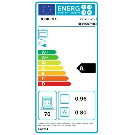 ROSIERES RFN5871IN - Four Encastrable Pyrolyse - Chaleur Pulsée - 70 L - Porte Froide - Classe A 2 ROSIERES RFN5871IN - Four Encastrable Pyrolyse - Chaleur Pulsée - 70 L - Porte Froide - Classe A – Image 2