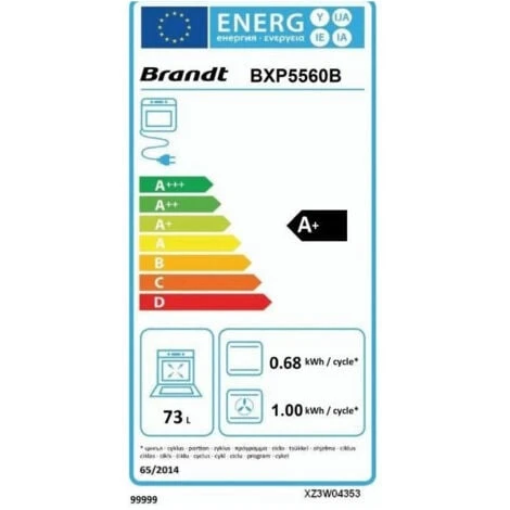 Four électrique Encastrable Pyrolyse Chaleur Tournante BRANDT BXP5560B - Noir - 73L - A+ - Multifonction 2 Four électrique Encastrable Pyrolyse Chaleur Tournante BRANDT BXP5560B - Noir - 73L - A+ - Multifonction – Image 2