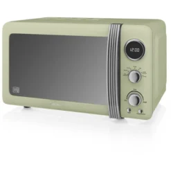 SWAN SM22030GN Retro Micro-ondes Numérique 20L, 5 Niveaux Puissance, Décongélation, Minuterie 800W Vert