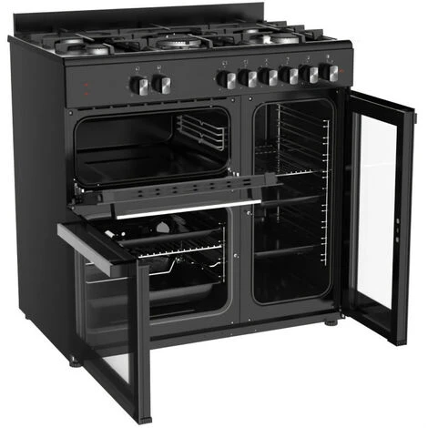 Piano De Cuisson Gaz Et électrique Vintage - LA GERMANIA - SM903N - 5 Feux + 3 Fours - L69 - Noir 2 Piano De Cuisson Gaz Et électrique Vintage - LA GERMANIA - SM903N - 5 Feux + 3 Fours - L69 - Noir – Image 2