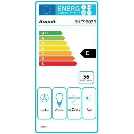 Hotte Visière 321m³/h BRANDT 60cm, BHC9602B 2 Hotte Visière 321m³/h BRANDT 60cm, BHC9602B – Image 2