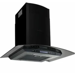 Nova Capuche En Aspirant Avec Mur En Acier Inoxydable Et Verre Noir De 756 M³ / H Dans Différentes Tailles Taille : 60 Cm