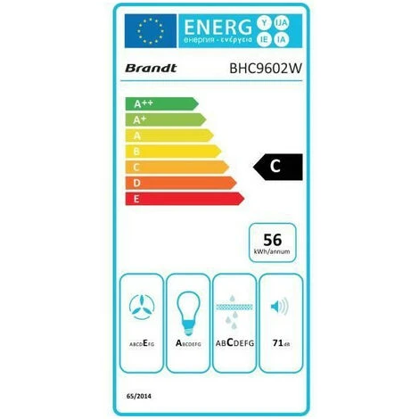 Hotte Visière 321m³/h BRANDT 60cm, BHC9602W 2 Hotte Visière 321m³/h BRANDT 60cm, BHC9602W – Image 2