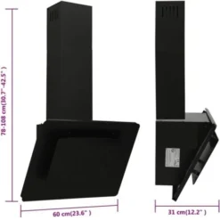 Hotte Murale 60 Cm Acier Inoxydable Et Verre Trempé Noir VidaXL 7 Hotte Murale 60 Cm Acier Inoxydable Et Verre Trempé Noir VidaXL -Bransch Magasin 60881622 3