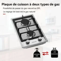 Plaque De Cuisson à Gaz 2 Foyers, 30cm, Encastrable, Gaz Naturel/GPL, Acier Inoxydable Gasland Chef GH30SF -Bransch Magasin 61062930 3