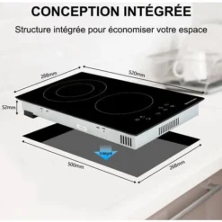 Table De Cuisson Vitrocéramique 2 Foyers 3200W Encastrable Plaque Vitrocéramique Intégré, Commande Tactile Thermomate CHTB302 -Bransch Magasin 61062939 5
