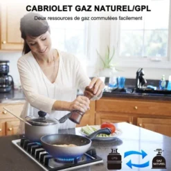 Plaque De Cuisson à Gaz à 2 Brûleurs Encastrable De 30 Cm, Table De Cuisson à Gaz En Acier Inoxydable, Cuisinière Avec FFD Et Supports De Casseroles En Fonte [Classe énergétique A+] Thermomate GHSS302 -Bransch Magasin 61062941 4