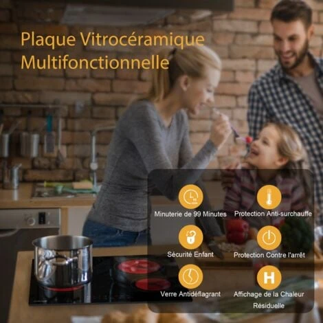 Table De Cuisson, Gasland Chef CH60BF Vitrocéramique 60cm 4 Foyers 6000W- Plaques (Intégré, Verre-céramique, Noir, Toucher, Devant) 3 Table De Cuisson, Gasland Chef CH60BF Vitrocéramique 60cm 4 Foyers 6000W- Plaques (Intégré, Verre-céramique, Noir, Toucher, Devant) – Image 3