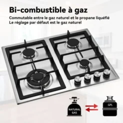 Plaque De Cuisson Gaz Encastrable Inox 4 Feux, Plaque De Cuisson Gaz Encastrable Gaz Autosuffisante, Gaz Naturel/GPL, Gasland Chef GH60SF -Bransch Magasin 61088669 4