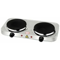 Randaco Plaque Electrique Double Plaque De Cuisson En Acier Inoxydable Avec Protection Contre La Surchauffe Et , 155 Mm + 155 Mm Ø, 2000 W Double