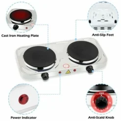 Randaco Plaque Electrique Double Plaque De Cuisson En Acier Inoxydable Avec Protection Contre La Surchauffe Et , 155 Mm + 155 Mm Ø, 2000 W Double -Bransch Magasin 61623851 3