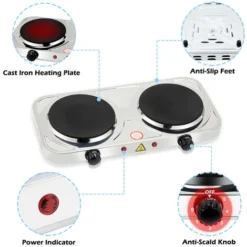 EINFEBEN Plaque Electrique Double Plaque De Cuisson En Acier Inoxydable Avec Protection Contre La Surchauffe Et , 155 Mm + 155 Mm Ø, 2000 W Double -Bransch Magasin 63762985 3