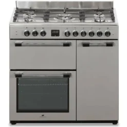 Cuisiniere Piano Gaz 3 Fours électriques CONTINENTAL EDISON CECP903FIX 5 Feux - Inox - Largeur 90 Cm