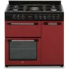 Cuisiniere Piano Gaz 3 Fours électriques CONTINENTAL EDISON CECP903FBXD 5 Feux - Bordeaux - Largeur 90 Cm