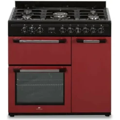 Cuisiniere Piano Gaz 3 Fours électriques CONTINENTAL EDISON CECP903FBXD 5 Feux - Bordeaux - Largeur 90 Cm