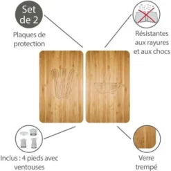 WENKO Protection Plaque De Cuisson, Couvre Plaque De Cuisson En Verre Lunch, Lot De 2, Verre Trempé, 30x52 Cm, Multicolore -Bransch Magasin 6579743 3