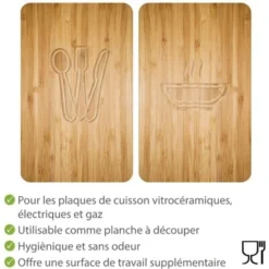 WENKO Protection Plaque De Cuisson, Couvre Plaque De Cuisson En Verre Lunch, Lot De 2, Verre Trempé, 30x52 Cm, Multicolore -Bransch Magasin 6579743 4