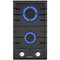 Plaque De Cuisson à Gaz 2 Foyers, Encastrable, Gaz Naturel/Propane, Verre Noir, 4200W Thermomate GHBG302