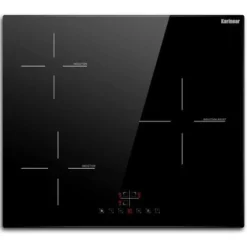 Karinear Plaque Induction 3 Foyer, Plaque De Cuisson Induction Encastrable, Plaque à Induction Avec Commande Tactile, Fonction Boost, Minuteur, Verrouillage D'enfant, Fil Dur, Pas De Prise, 5200W, Noi