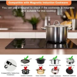 Karinear Plaque Induction 3 Foyer, Plaque De Cuisson Induction Encastrable, Plaque à Induction Avec Commande Tactile, Fonction Boost, Minuteur, Verrouillage D'enfant, Fil Dur, Pas De Prise, 5200W, Noi -Bransch Magasin 68954308 5