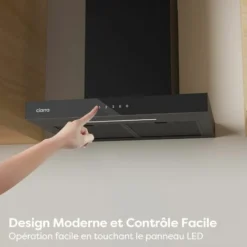 CIARRA CD6102B Hotte Murale Tactile 60cm 650m3/h 4 Vitesses Booster Eclairage Dimmable LED Affichage Noir -Bransch Magasin 71207741 4
