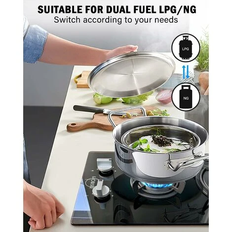 Hobsir Plaque Gaz 2 Feux, Plaque De Cuisson Gaz 30cm, Table De Cuisson Gaz Encastrable, Plaque Cuisson Gaz Convient Pour Le LPG Et Le NG, Avec Prise, Bouton De Commande, Facile à Nettoyer, Verre Noir 3 Hobsir Plaque Gaz 2 Feux, Plaque De Cuisson Gaz 30cm, Table De Cuisson Gaz Encastrable, Plaque Cuisson Gaz Convient Pour Le LPG Et Le NG, Avec Prise, Bouton De Commande, Facile à Nettoyer, Verre Noir – Image 3