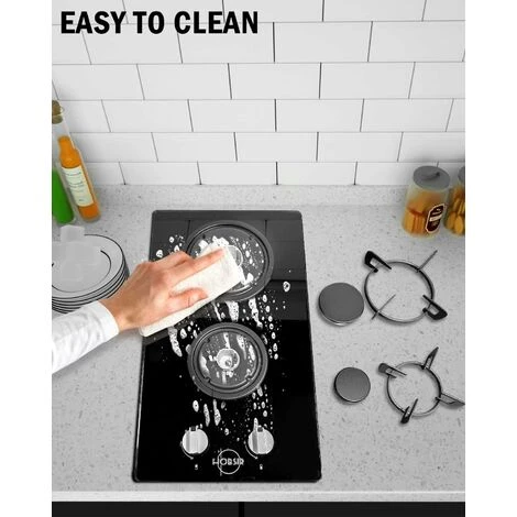 Hobsir Plaque Gaz 2 Feux, Plaque De Cuisson Gaz 30cm, Table De Cuisson Gaz Encastrable, Plaque Cuisson Gaz Convient Pour Le LPG Et Le NG, Avec Prise, Bouton De Commande, Facile à Nettoyer, Verre Noir 4 Hobsir Plaque Gaz 2 Feux, Plaque De Cuisson Gaz 30cm, Table De Cuisson Gaz Encastrable, Plaque Cuisson Gaz Convient Pour Le LPG Et Le NG, Avec Prise, Bouton De Commande, Facile à Nettoyer, Verre Noir – Image 4