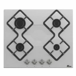 Table De Cuisson 4 Foyers Gaz Encastrée 60 Cm – Inox – L 58xl 51xH 5cm – Allumage Automatique – Sécurité Thermocouple – Poids 9 Kg – 6800W - HUDSON