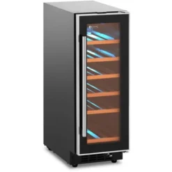 Cave à Vin 18 Bouteilles Frigo Cave à Vin Noir/argent LED 56 L