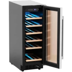 Cave à Vin 18 Bouteilles Frigo Cave à Vin Noir/argent LED 56 L -Bransch Magasin 73215329 4
