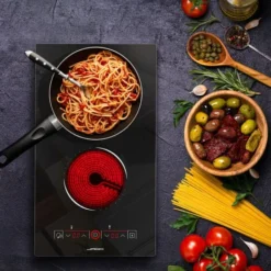 Jago® Table De Cuisson - Vitrocéramique, 2 Foyers, Encastrable, 3000 W, Avec Contrôle Tactile, Minuterie Et Verrouillage De Sécurité, Grattoir, 9 Niveaux De Puissance - Plaque De Cuisson Électrique -Bransch Magasin 74548090 5