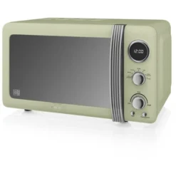 SWAN SM22030GNEU Retro Micro-ondes Numérique 20L, 5 Niveaux Puissance, Décongélation, Minuterie 800W Vert