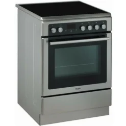 WHIRLPOOL- AXMT6534/IX - Cuisiniere Vitrocéramique - 4 Foyers - 6400W -Four Chaleur Pulsée Pyrolyse - 57L - A - 60x60cm -Inox