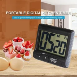 Minuteur De Cuisine Numérique Avec Aimant Puissant Trou De Suspension Alarme Puissante Grand écran LCD Minuteur De Cuisine Horloge Pour La Gestion Du Temps Exercice Cuisson Egg Timer Blanc -Bransch Magasin 79013079 3